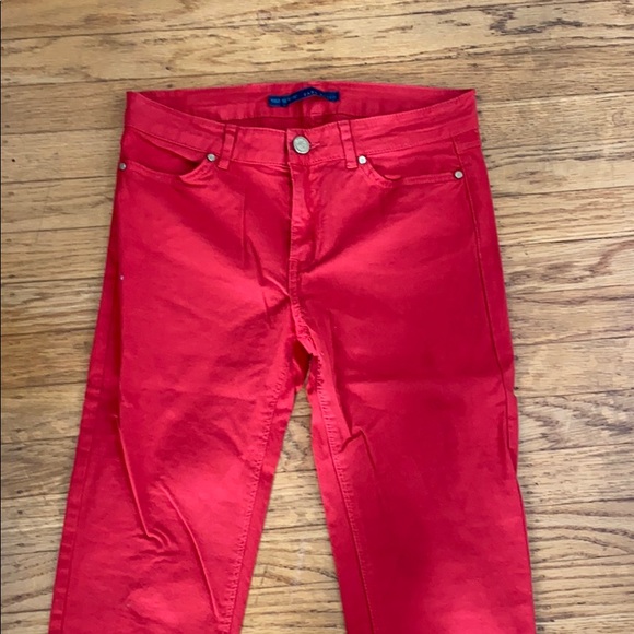 New Zara Red Jeans Sz 6 - Picture 2 of 4